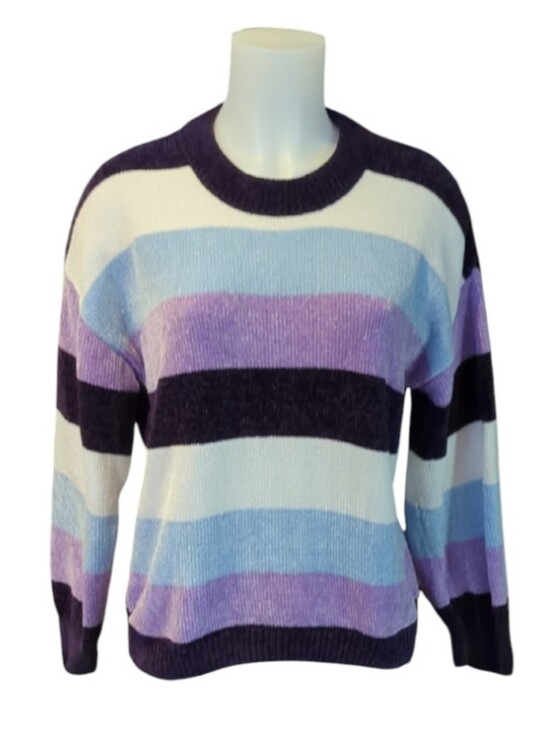 George Sweaters - Size S George Striped Velour Crew Neck Sweater – Cozy Retro Vibes ✨